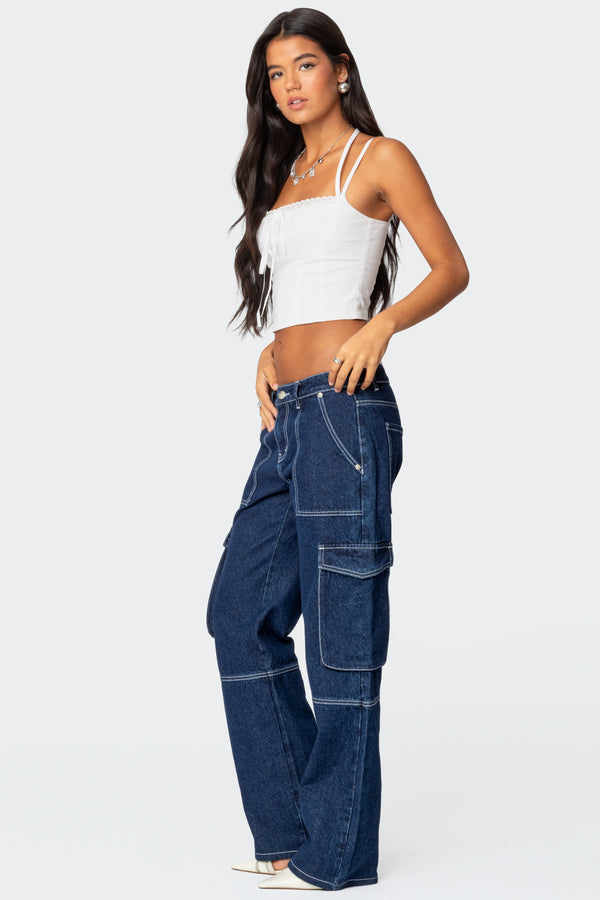 Edikted Salome Lace Up Top White