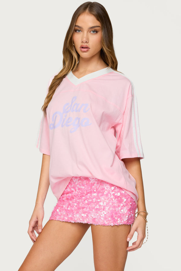 Edikted San Diego Oversized T Shirt Light Pink