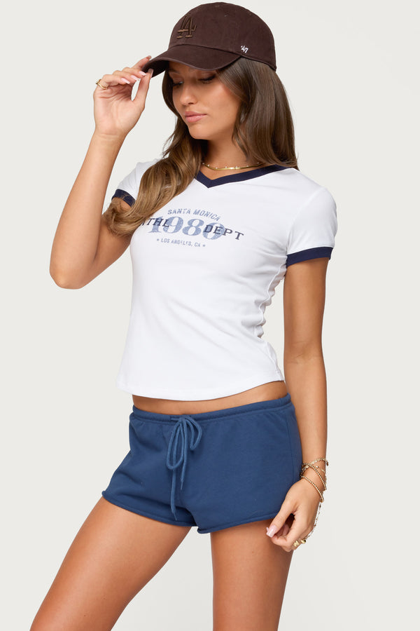 Edikted Santa Monica V Neck T Shirt White