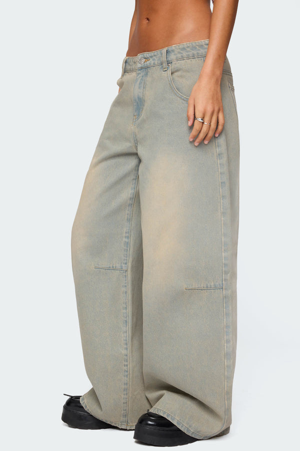 Edikted Santi Low Rise Wide Leg Jeans Light Blue