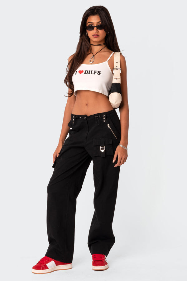 edikted Saphire Low Rise Cargo Pants black