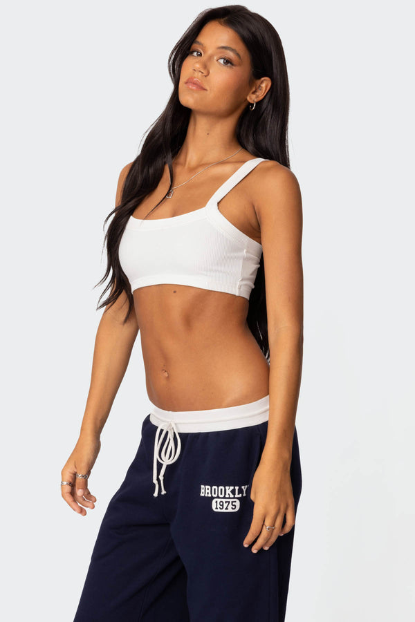 Edikted Sariah Ribbed Crop Top White