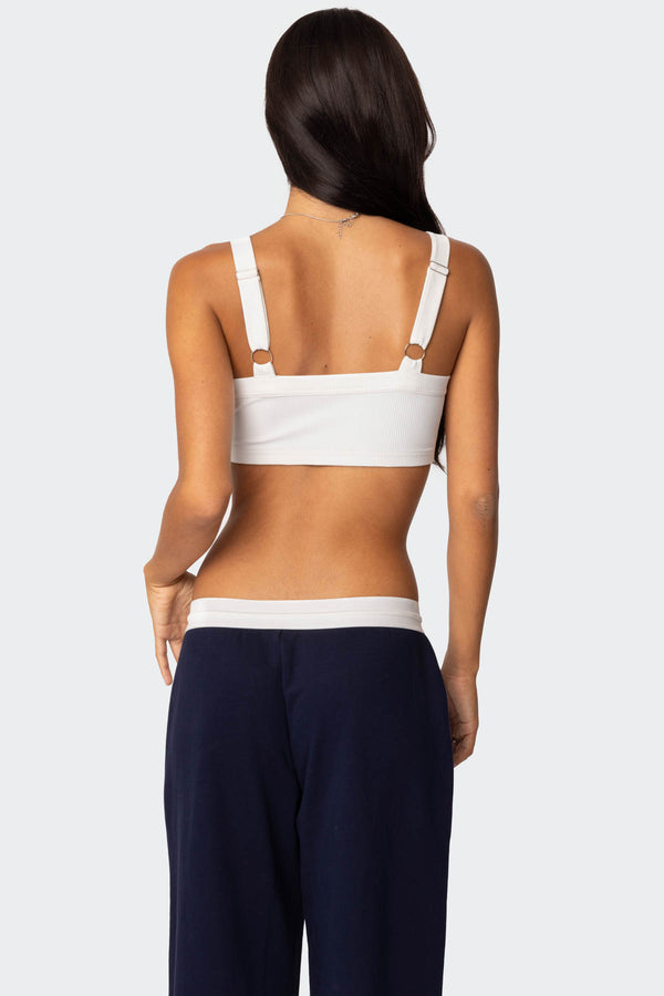 Edikted Sariah Ribbed Crop Top White