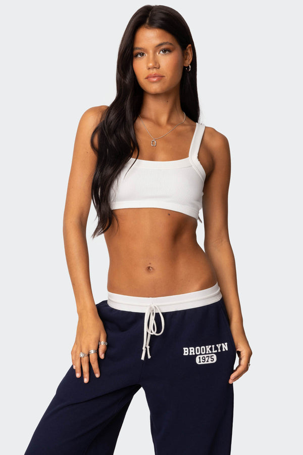 edikted Sariah Ribbed Crop Top white