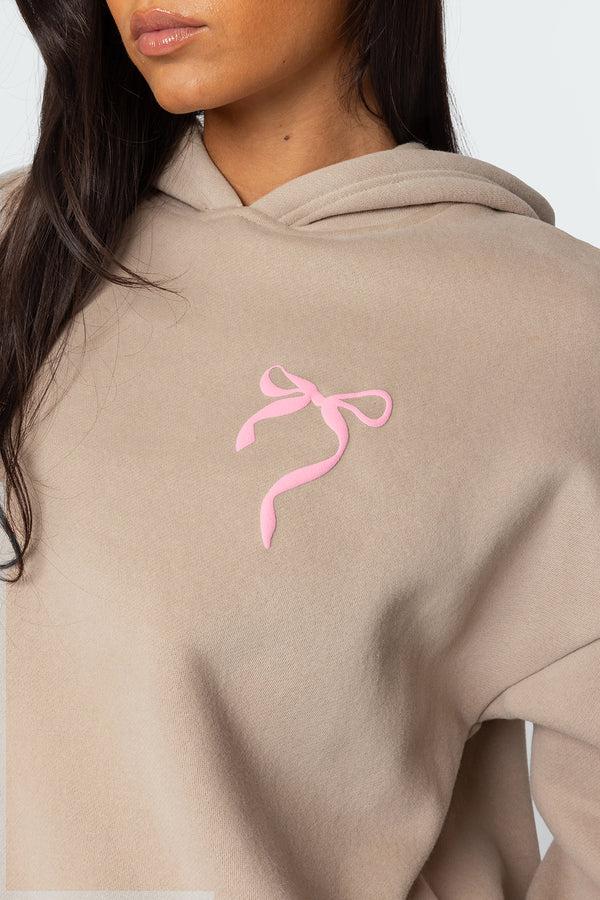 Edikted Sasha Bow Detail Hoodie Beige