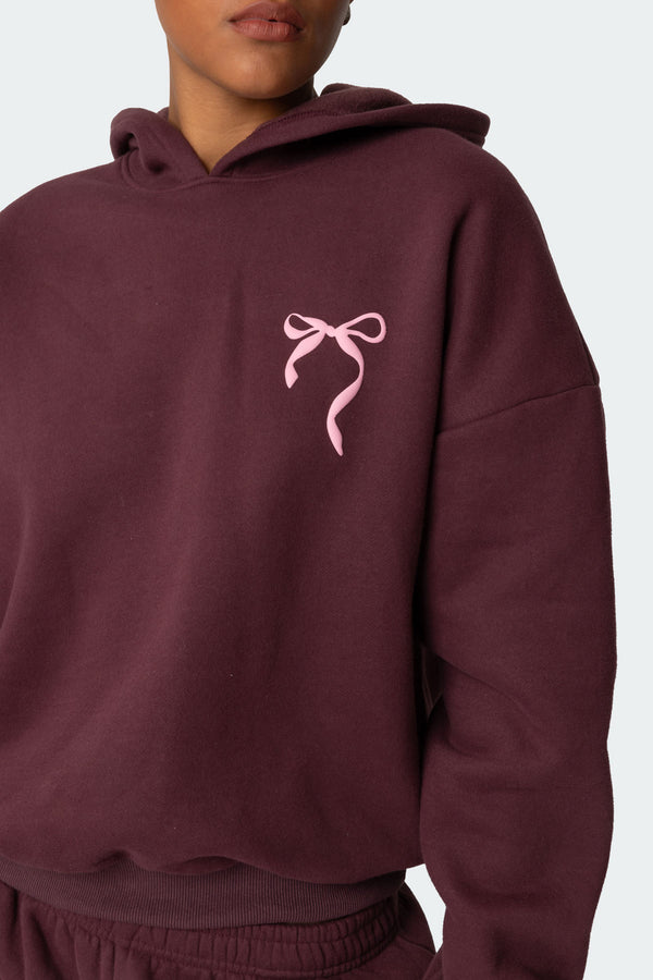 Edikted Sasha Bow Detail Hoodie Burgundy