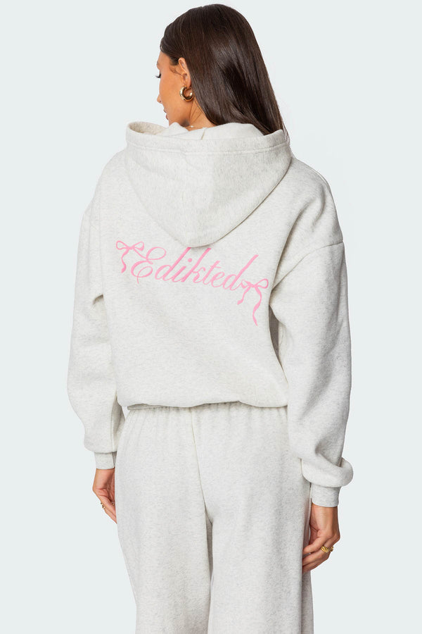 edikted Sasha Bow Detail Hoodie gray melange
