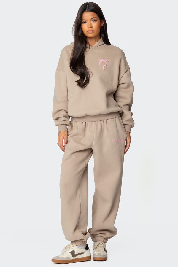 edikted Sasha Bow Detail Sweatpants beige