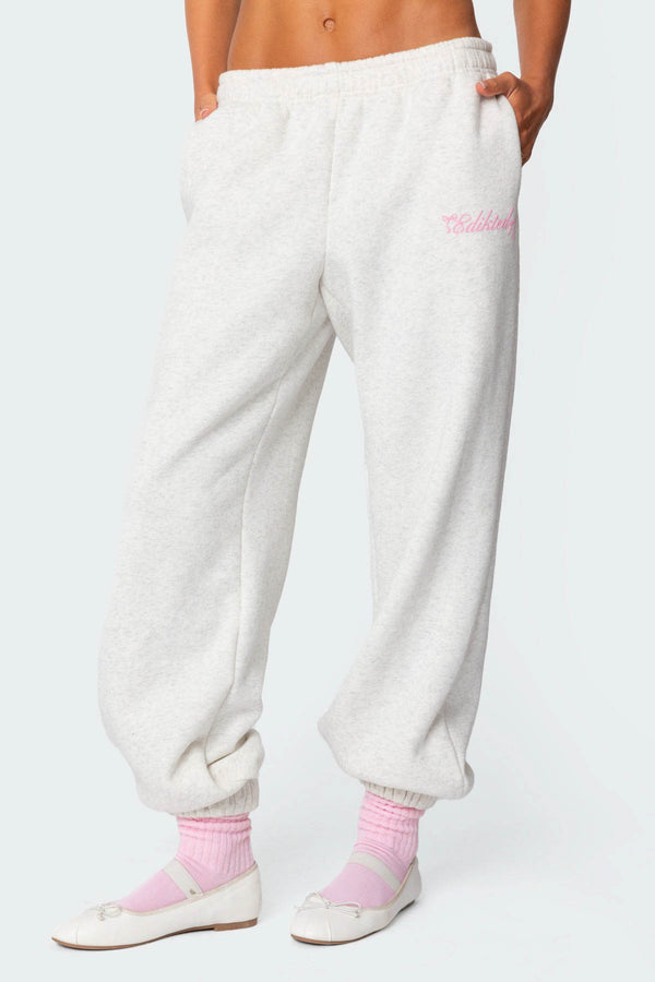 Edikted Sasha Bow Detail Sweatpants Gray Melange