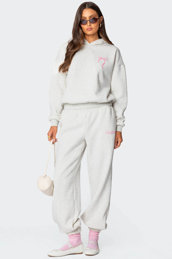 edikted Sasha Bow Detail Sweatpants gray melange