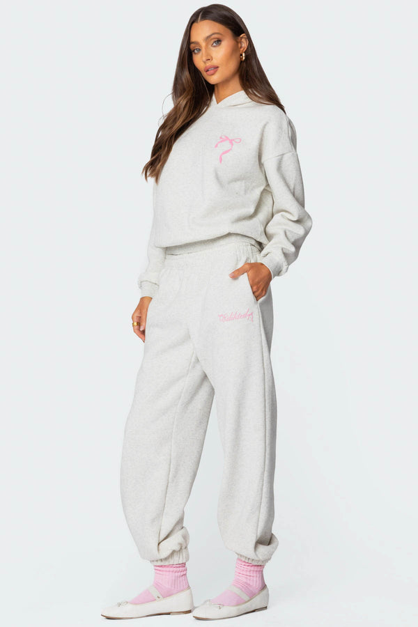 Edikted Sasha Bow Detail Sweatpants Gray Melange