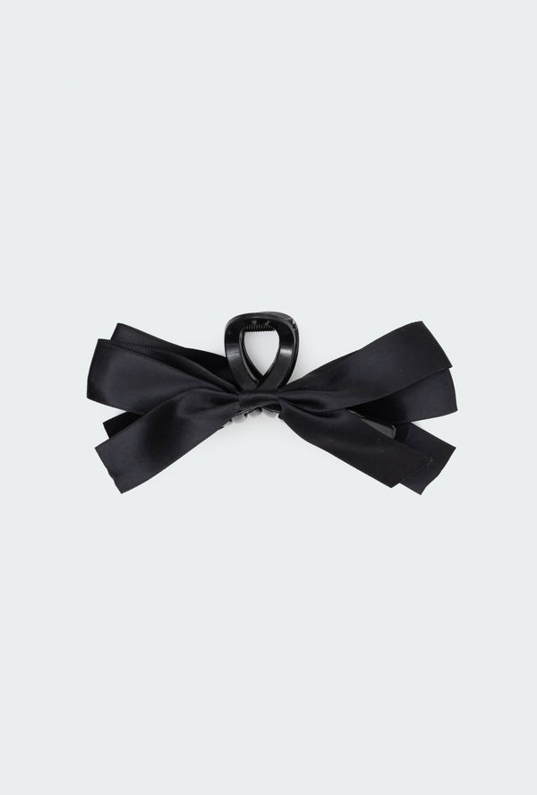 Edikted Satin Effect Bow Hair Clip Black