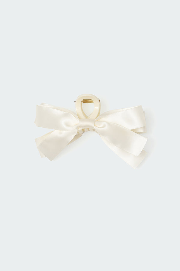 Edikted Satin Effect Bow Hair Clip Ivory