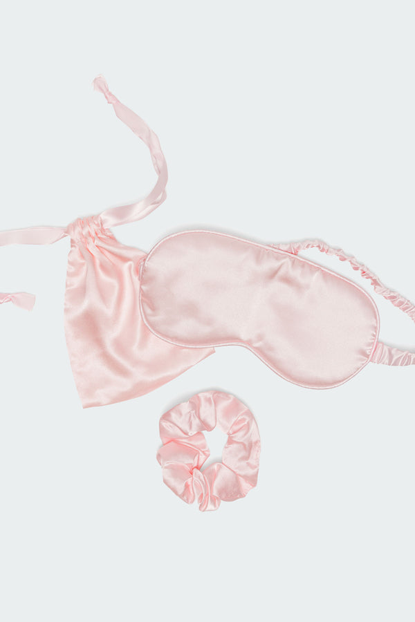 Edikted Satin Effect Eye Mask & Scrunchie Set Pink