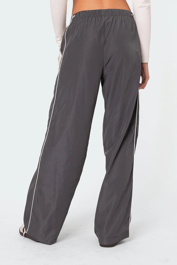 Edikted Scarlot Ribbon Track Pants Dark Gray