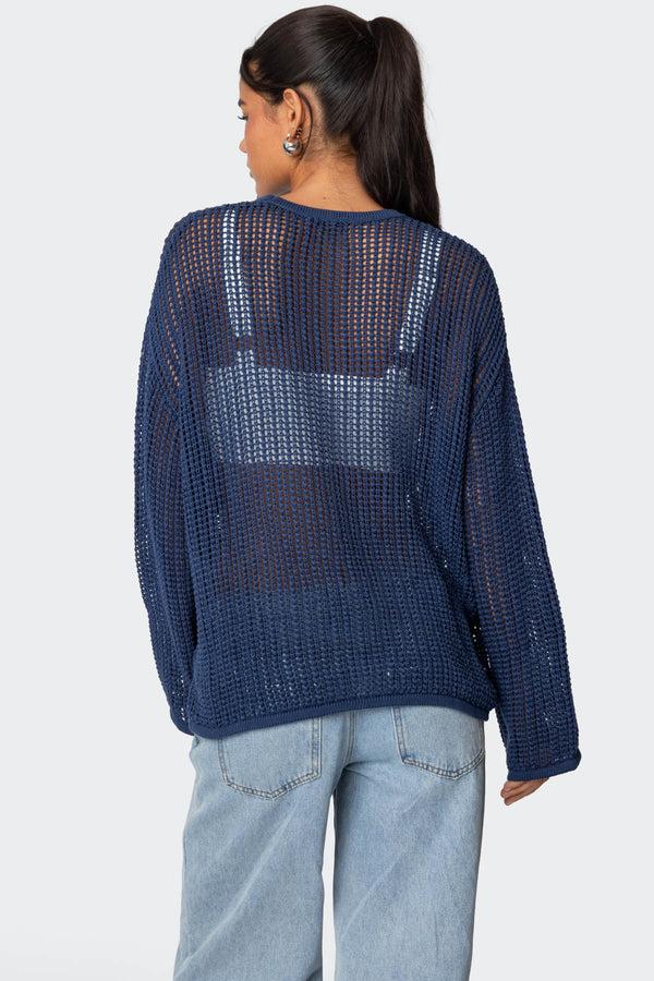 Edikted Seeing Stars Oversized Sweater Blue