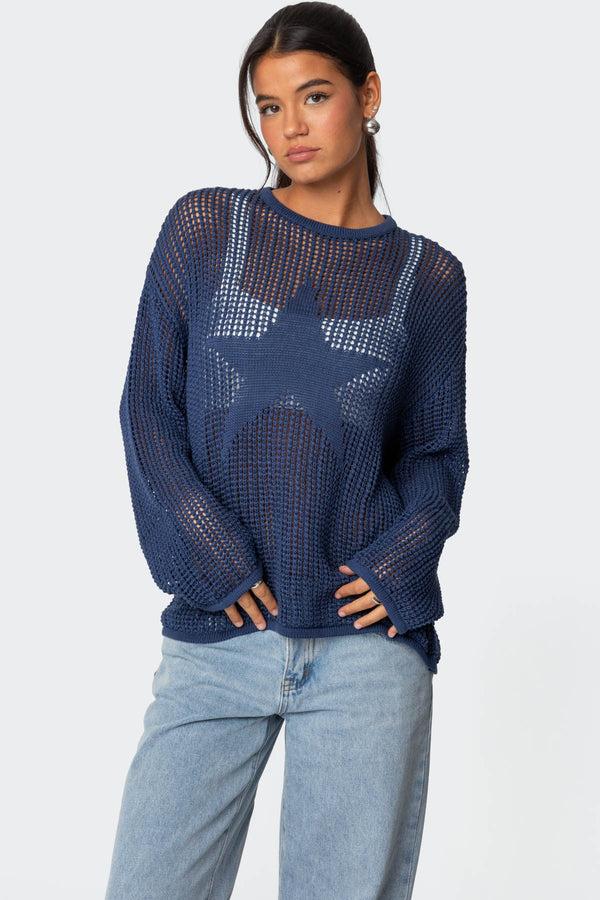 edikted Seeing Stars Oversized Sweater blue