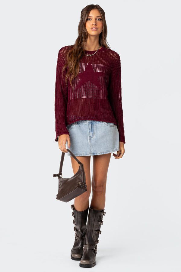 Edikted Seeing Stars Oversized Sweater Burgundy