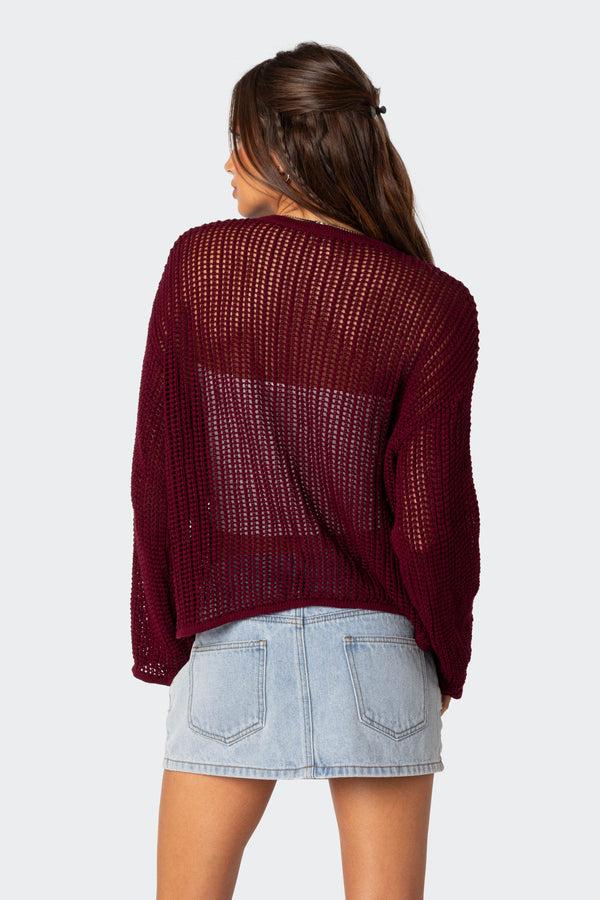 Edikted Seeing Stars Oversized Sweater Burgundy