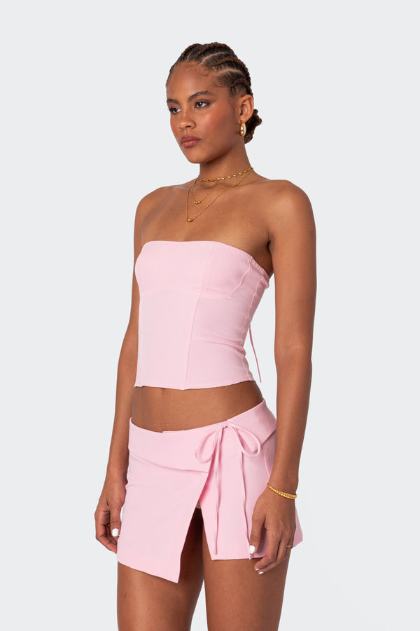 Edikted Selena Lace Up Corset Pink