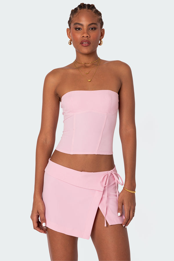 edikted Selena Lace Up Corset pink