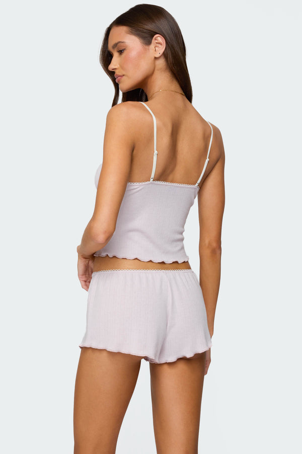 Edikted Sephi Lacey Pointelle Tank Top Light Pink