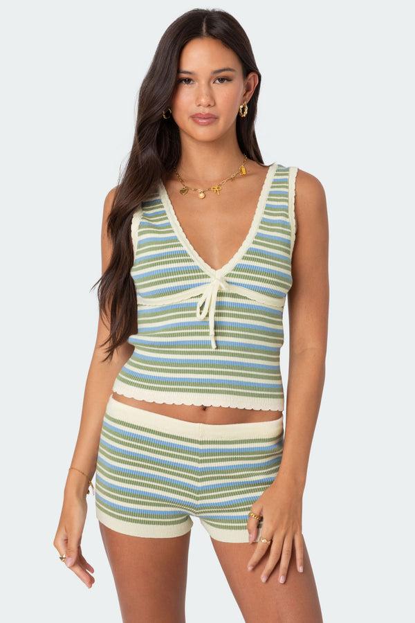 edikted Serana Striped Knit Top mix