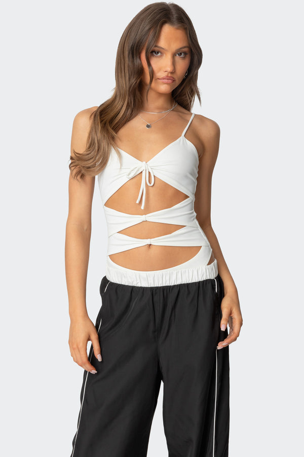 edikted Serene Cut Out Bodysuit white