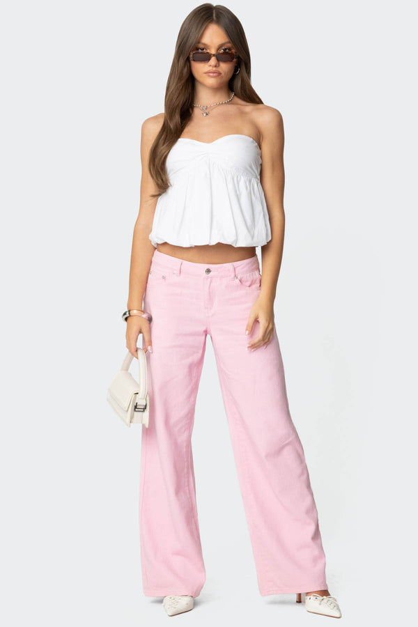 Edikted Serina Strapless Bubble Top White