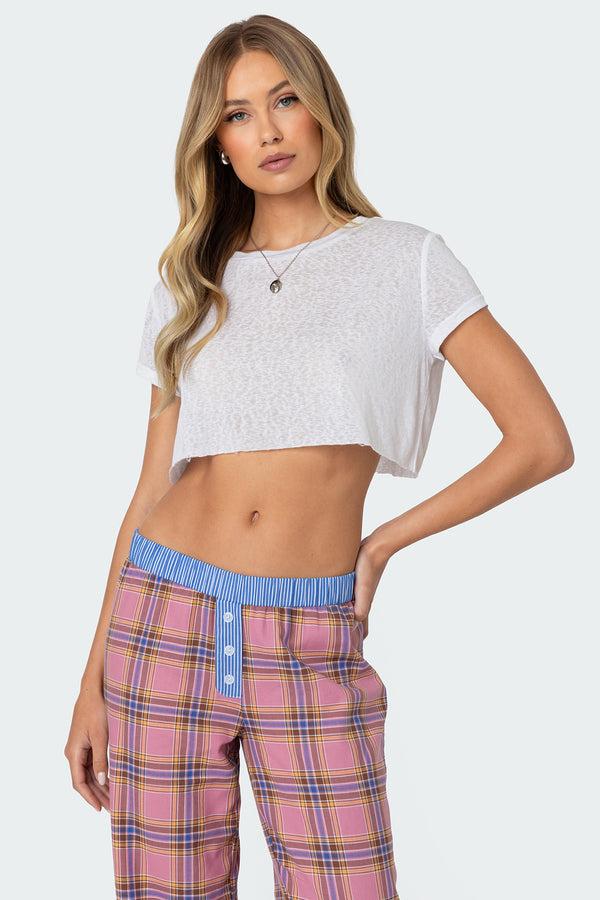 edikted Seville Cropped T Shirt white