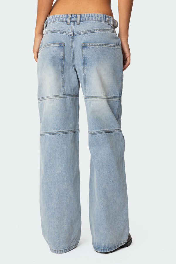 Edikted Shai Low Rise Carpenter Jeans Light Blue