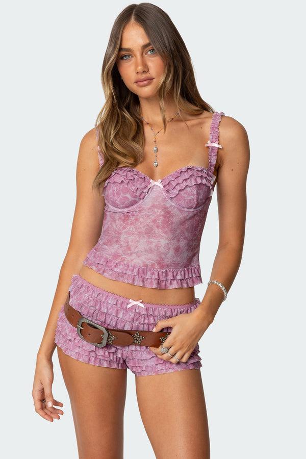 Edikted Shailee Ruffled Bra Top Pink