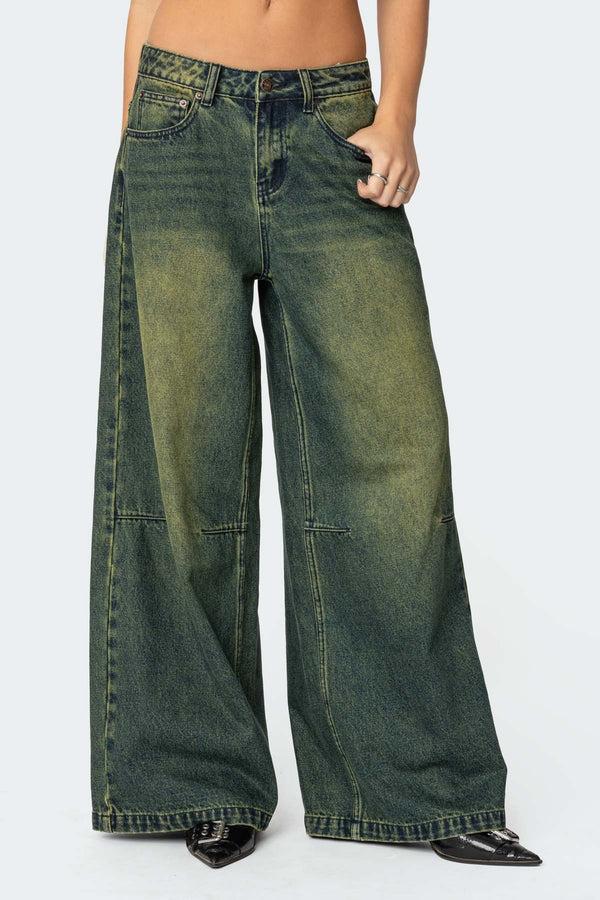 Edikted Shawn Washed Low Rise Jeans Blue Washed