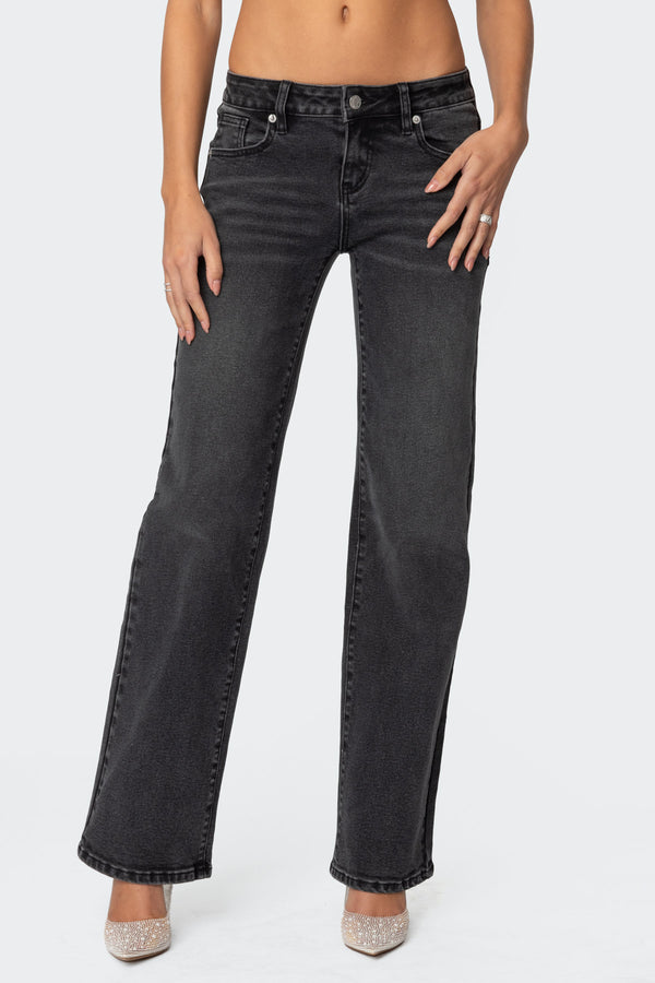 Edikted Shayna Low Rise Jeans Black