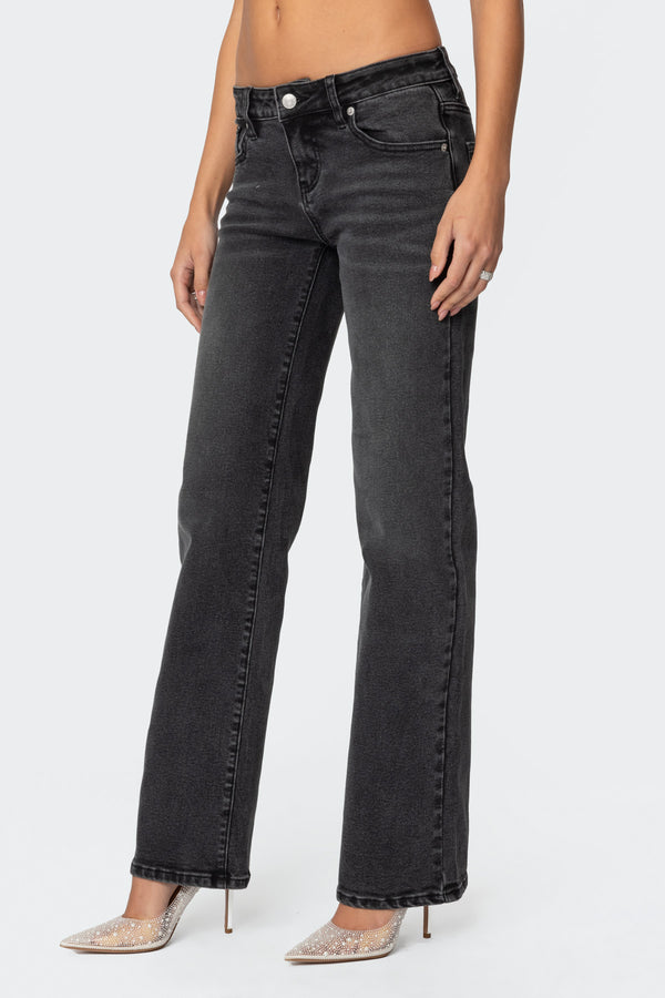 Edikted Shayna Low Rise Jeans Black