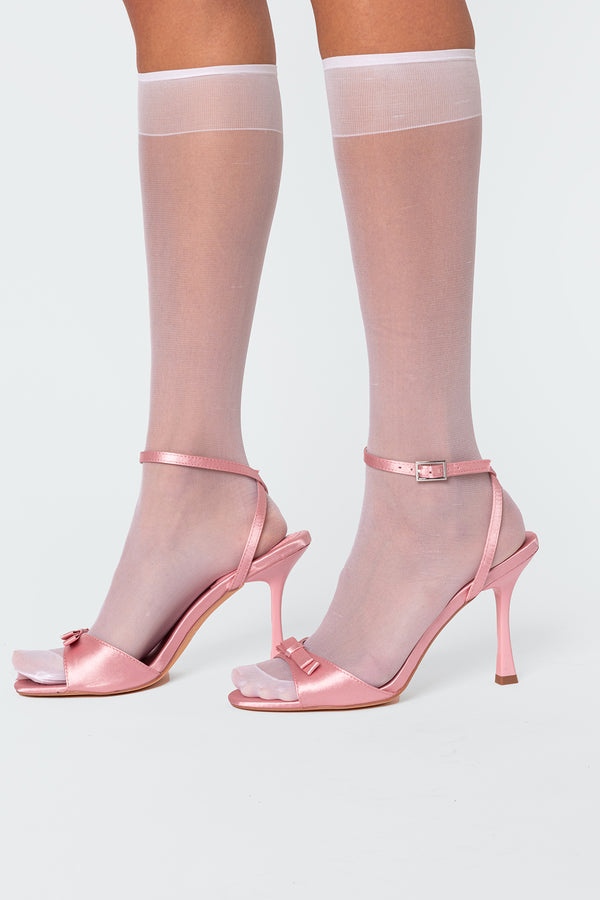 edikted Sheer Knee High Socks white