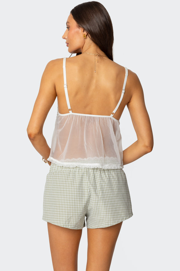 Edikted Sheer Lacey Babydoll Tank Top White