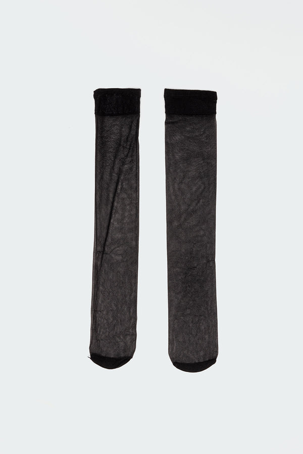 Edikted Sheer Mesh Knee High Socks Black