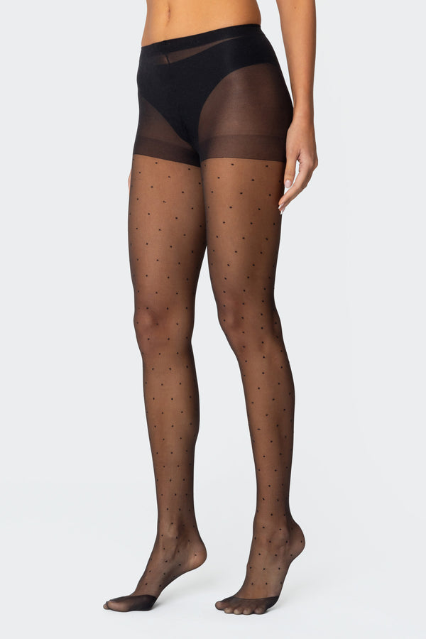 Edikted Sheer Polka Dot Tights Black