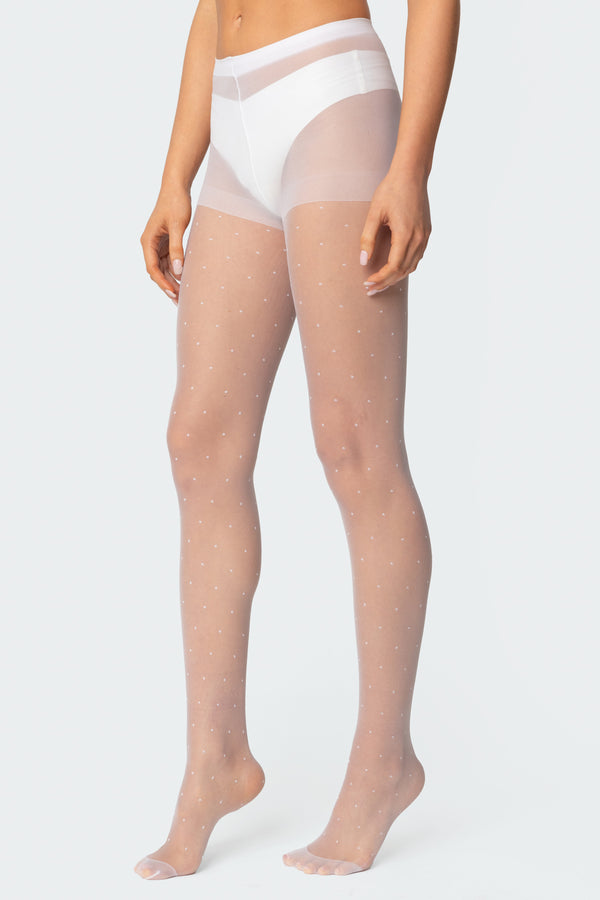 Edikted Sheer Polka Dot Tights White