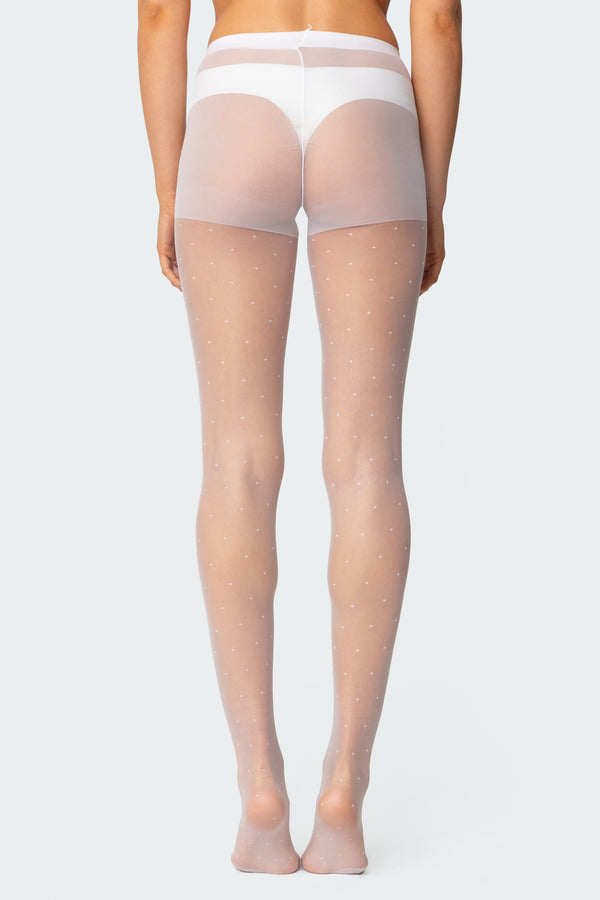 Edikted Sheer Polka Dot Tights White