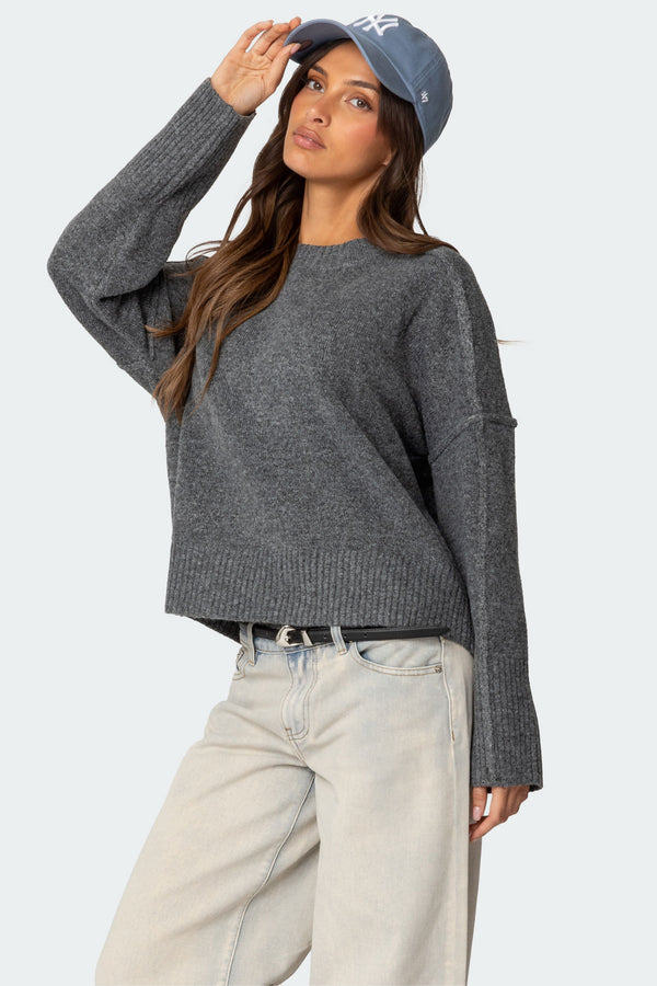 Edikted Shirley Oversized Sweater Dark Gray