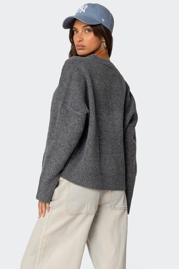 Edikted Shirley Oversized Sweater Dark Gray