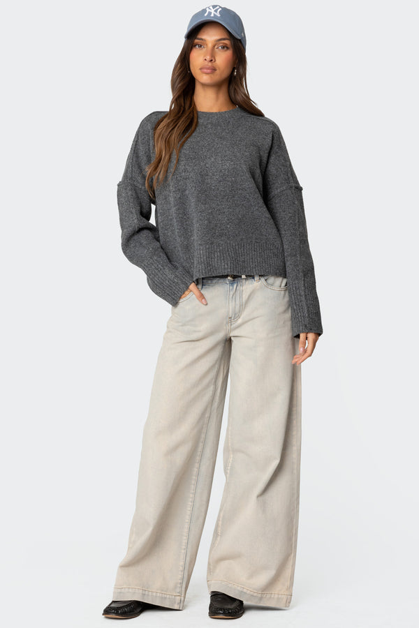 Edikted Shirley Oversized Sweater Dark Gray