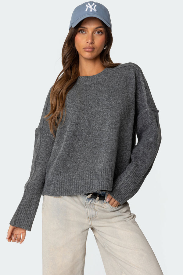 edikted Shirley Oversized Sweater dark gray