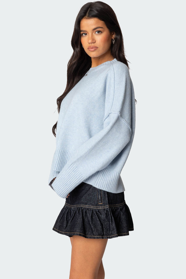 Edikted Shirley Oversized Sweater Light Blue