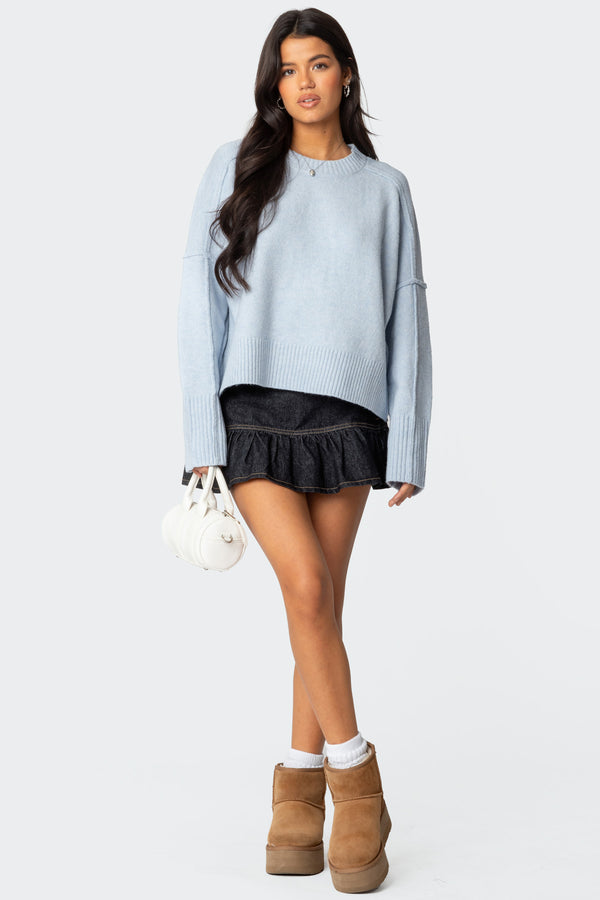 Edikted Shirley Oversized Sweater Light Blue