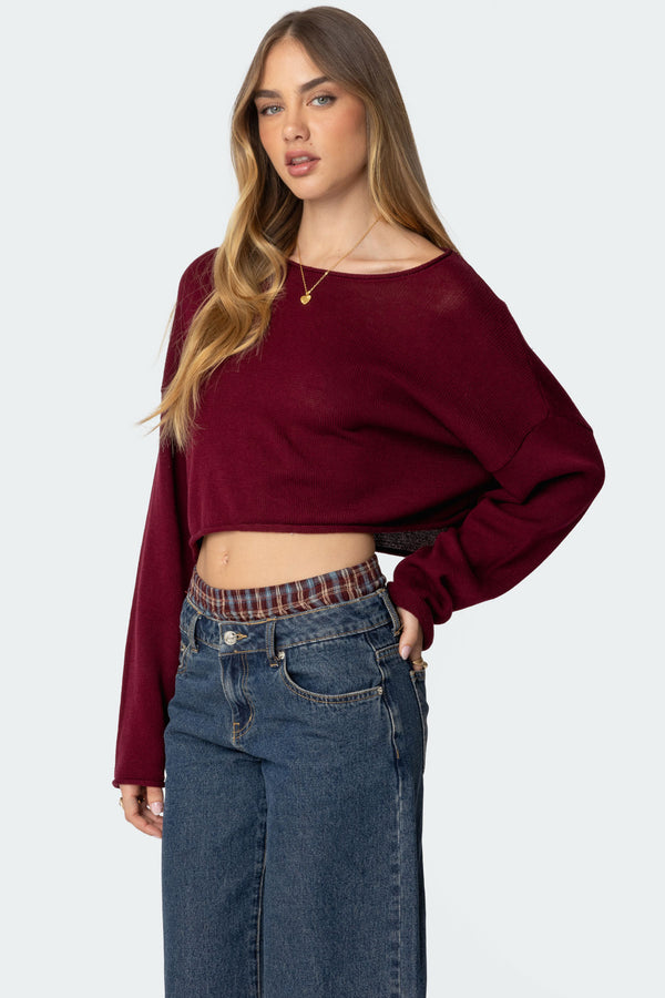 Edikted Shyrah Oversized Knit Top Burgundy