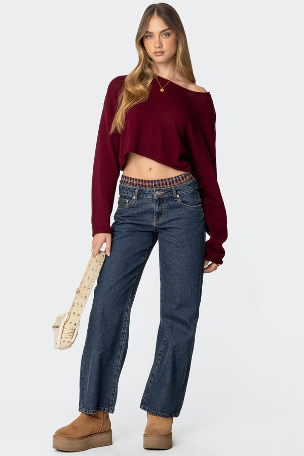 Edikted Shyrah Oversized Knit Top Burgundy