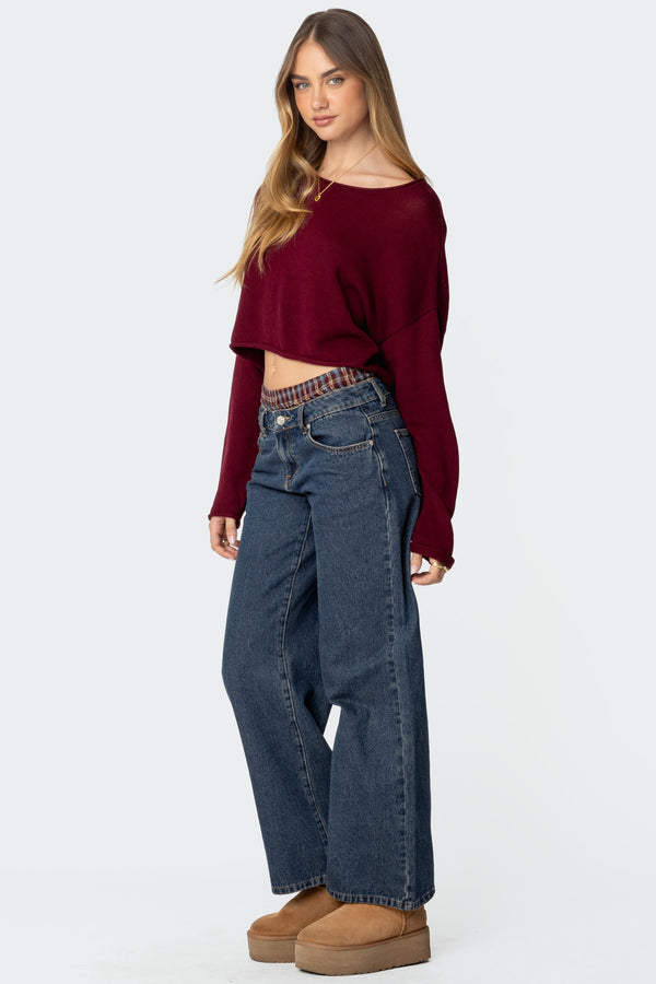 Edikted Shyrah Oversized Knit Top Burgundy